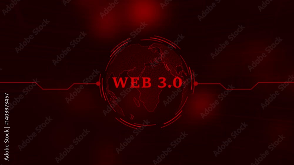 Poster web 3.0 text,neon effect animation.the concept of the internet and new technologies