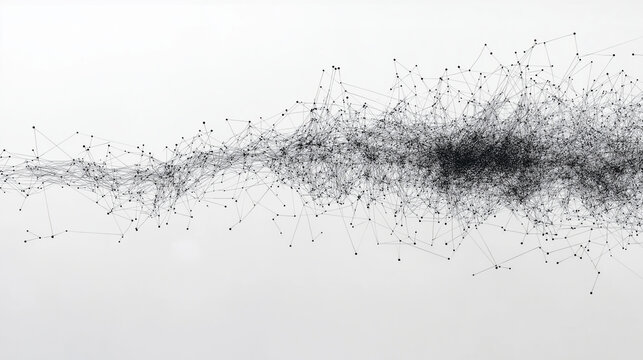 Abstract neural network structure on white background, AI and data connections concept