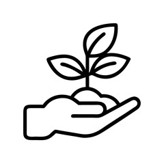 Hand holding plant seedling vector illustration for growth agriculture and environment concepts