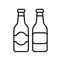 Two bottles of beer vector illustration, alcohol bottles outline icon, brewery product design