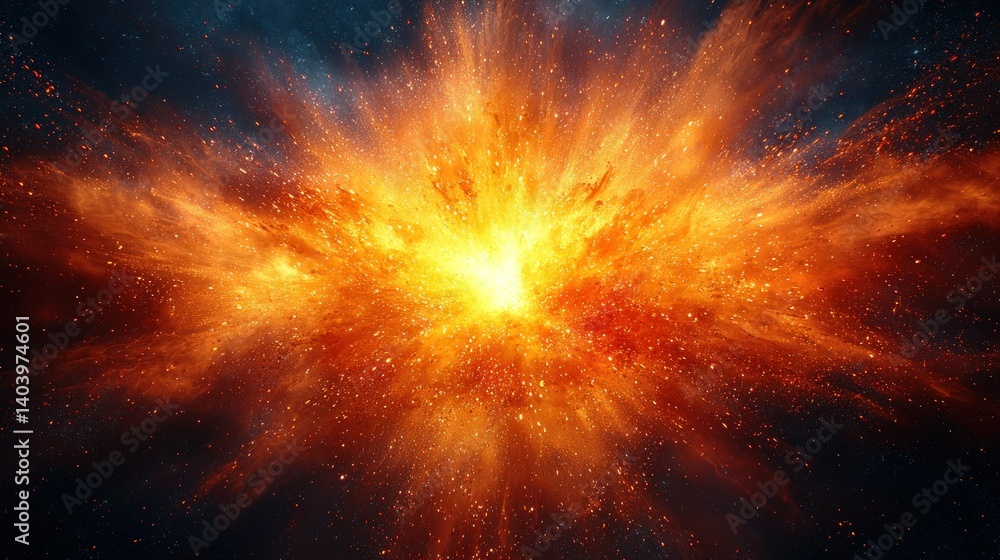 Poster cosmic explosion: a fiery display in the vastness of space