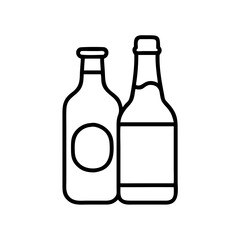 Outline drawing of two beer bottles for beer bottle design and brewery branding and pub advertising