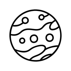 Obraz premium Planet vector icon illustration of space planet with moons and surface markings line art style