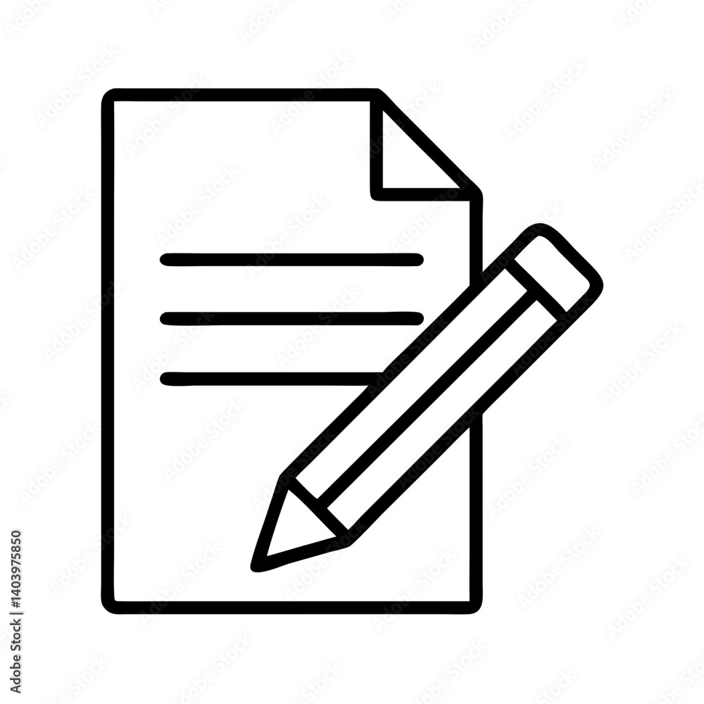 Poster document and pencil icon vector writing notes symbol edit file sign contract agreement form fill out