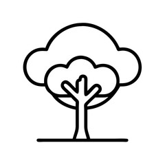 Simple tree outline drawing vector illustration for nature and landscape designs element