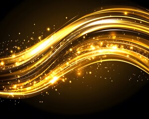 Golden Light Waves Abstract Background Design