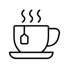 Tea cup icon vector graphic illustration of hot tea with teabag and steam for tea time design