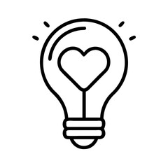 Heart lightbulb icon vector illustration, creative idea, love inspiration and romantic concept design
