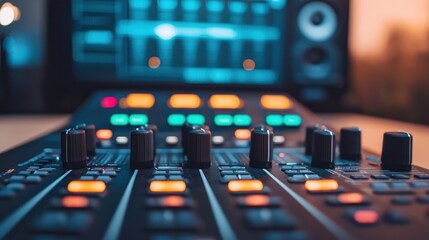 Live streaming setup in audition studio high-quality mixer dynamic audio environment creative perspective