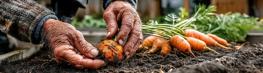 Hands Harvesting Carrots.