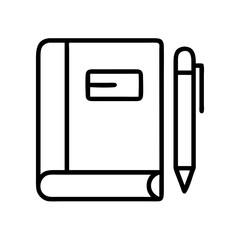 Book and pen icon vector illustration for writing notebook and stationery concept design graphic