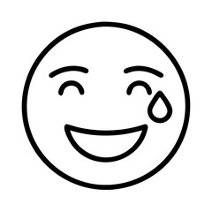 Outline face with tears of joy emoji vector illustration for social media and messaging app use