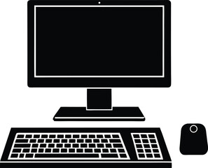 Sleek and Modern Desktop Computer Silhouette Vector