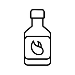 Vector outline drawing of hot sauce bottle spicy food condiment illustration design element icon art