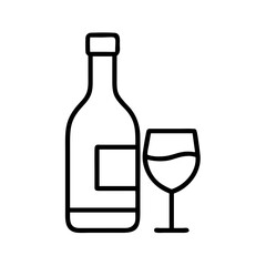 Wine bottle and glass vector illustration for winery alcohol drink beverage design element