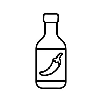 recommend clip art: Hot sauce bottle outline vector illustration for spicy food condiment and chili pepper design