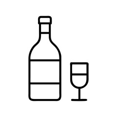 Wine bottle and wine glass vector icon illustration for bar restaurant and celebration design