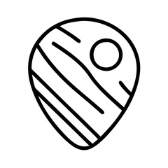 Isolated guitar pick vector, music instrument icon, plectrum outline, musical equipment flat design