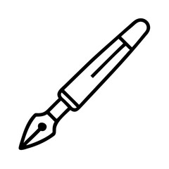 Illustration of a black outline fountain pen for writing calligraphy and drawing ink sketches