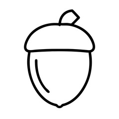 Acorn outline vector drawing illustration of nut seed of oak tree for autumn fall season design
