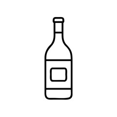 Wine bottle outline vector illustration, alcohol drink bottle drawing, beverage container design icon