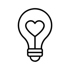 Heart lightbulb icon vector illustration, love and idea concept, creative inspiration symbol design