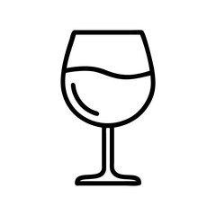 Wine glass vector icon illustration, wine glass outline drawing, wine glass silhouette, drink icon