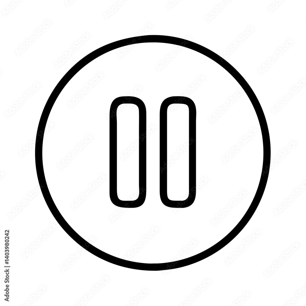 Poster pause button vector icon illustration symbol in black and white for media player design use
