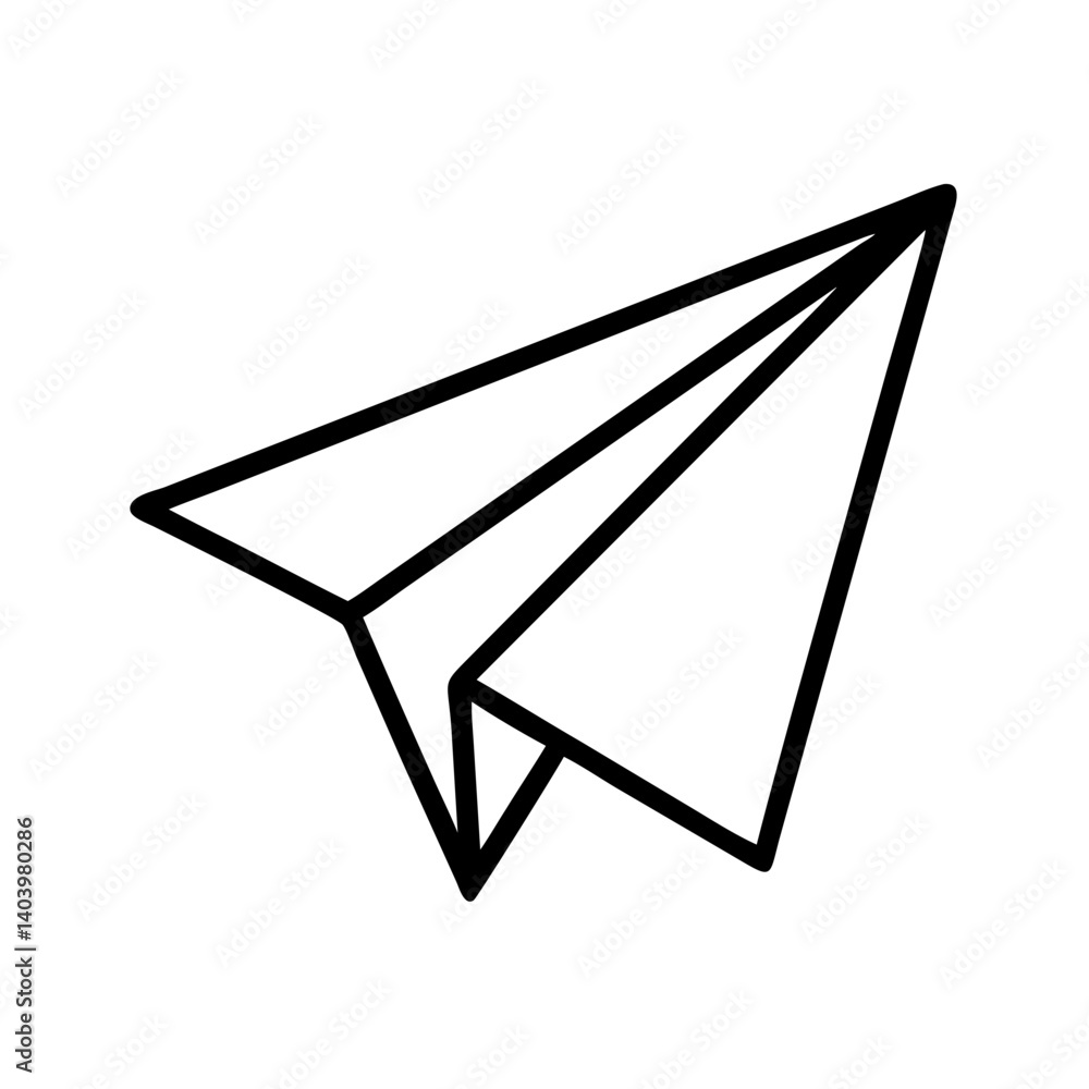 Poster paper airplane vector icon simple outline design for travel send message and communication concept