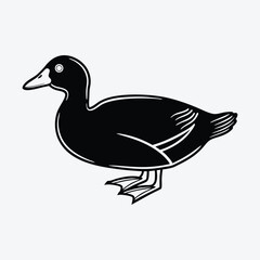 Obraz premium American Coot Silhouette White background illustration Generative Ai