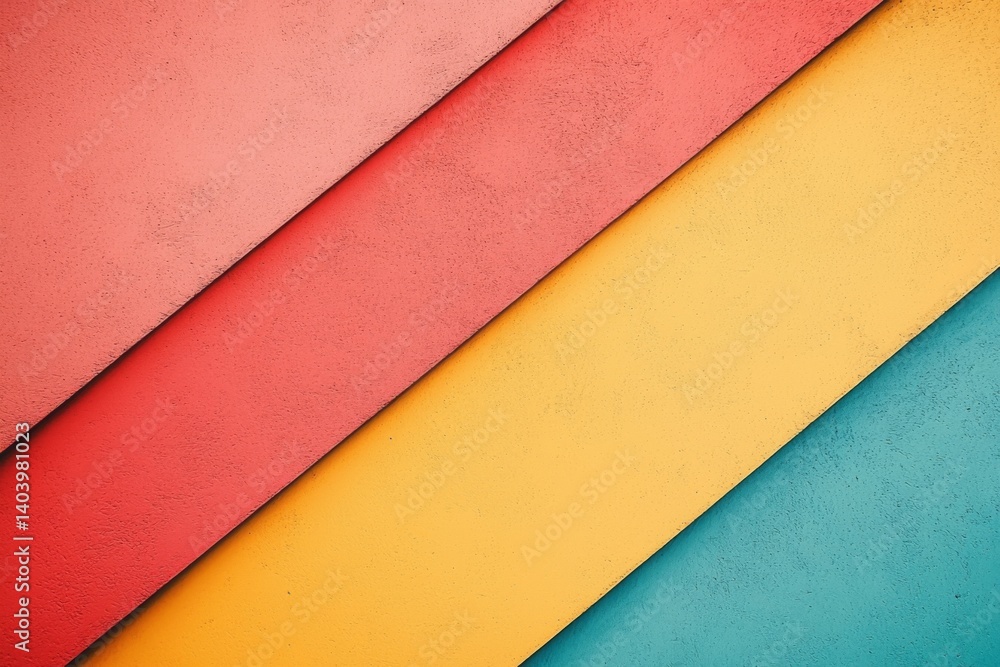 Aufkleber abstract diagonal planes of color layers of pink red yellow and turquoise in parallel lines