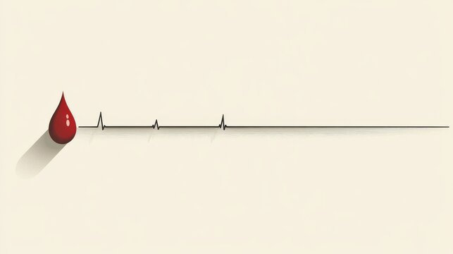 A simple design featuring the date "June 14th", a heartbeat line, and a drop of blood