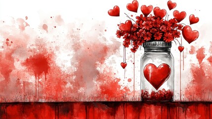 Illustration of Heart and Blood Bag for Blood Donation Day Theme