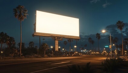 A blank Jumbotron stands out in the modern stadium during a night game, showcasing messages, advertisements, and promotions on its bright screen. This digital billboard template is perfect for