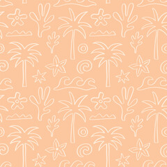 Fototapeta premium Palm tree seamless pattern tropical background