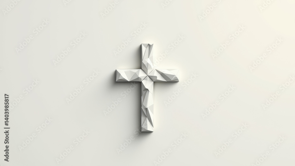 Poster a three-dimensional rendering of a christian cross.