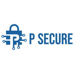 P letter cyber security flat minimalist logo design