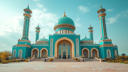 Majestic Teal Mosque: Architectural Marvel in Southeast Asia
