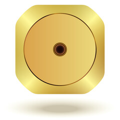 The dice are golden in color. Number 1. Vector graphics