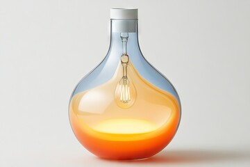 Antique lantern with gradient glass casting a blue and orange light