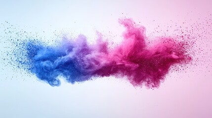 Abstract Colorful Powder Explosion: A Vivid Burst of Blue and Pink Hues