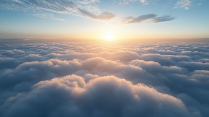 Sunrise above a vast cloud sea