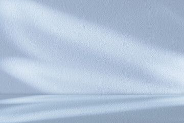Blue background studio with gradient white light on podium stage for product display present,Backdrop wall texture with abstract sunlight on floor concrete in pastel blue tone color for Spring,Summer