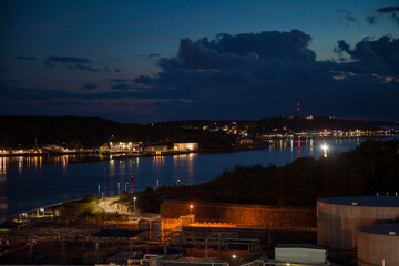 Stunning  of Gothenburg's River and Port during Dusk