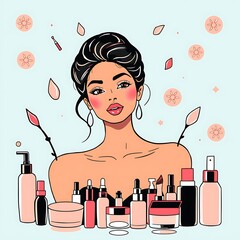 A creative vector illustration of a stylish woman ideal for branding and marketing materials