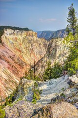 Grand Canyon Of The Yellowstone. Lower Falls of the Yellowstone River Park Trail.