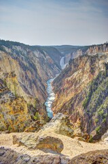 Grand Canyon Of The Yellowstone. Lower Falls of the Yellowstone River Park Trail.