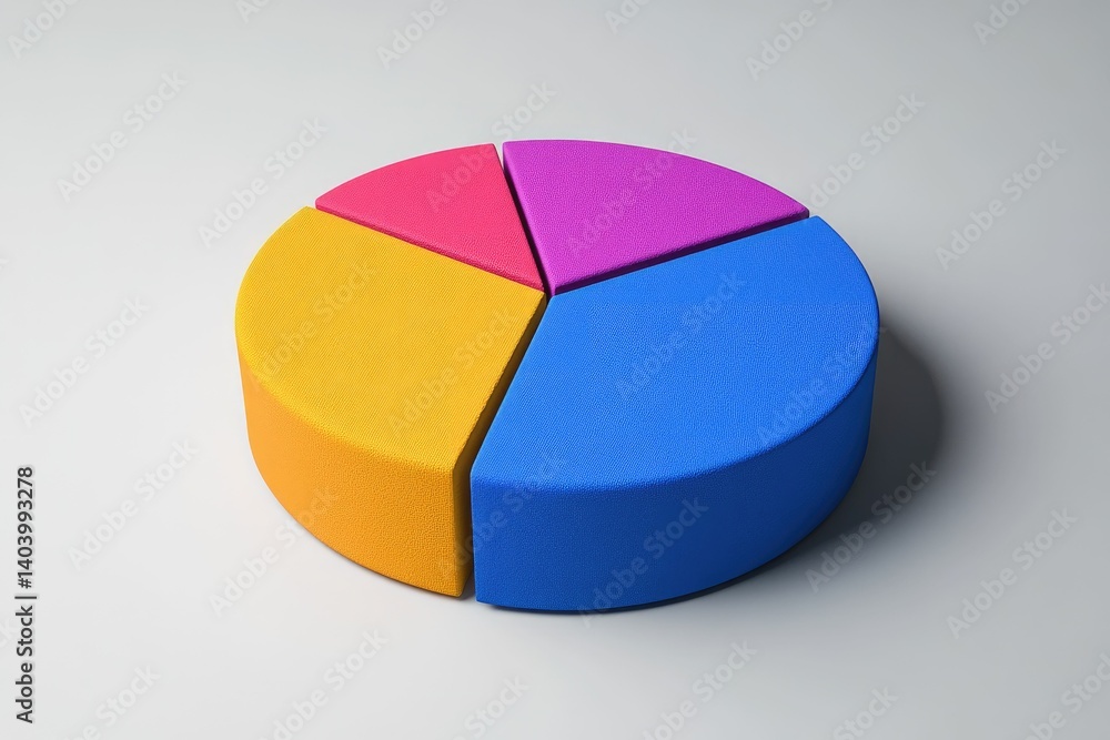 Poster colorful pie chart showing different data segments for business presentation