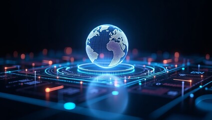 Global Network Digital World Technology Futuristic Abstract Background Digital Globe Innovation Data Visualization Cybersecurity  