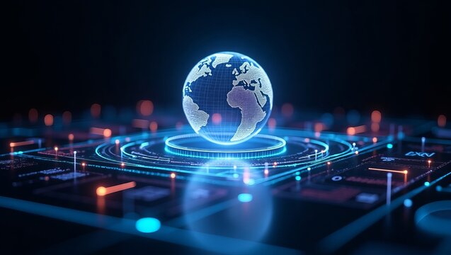 Global Network Digital World Technology Futuristic Abstract Background Digital Globe Innovation Data Visualization Cybersecurity  